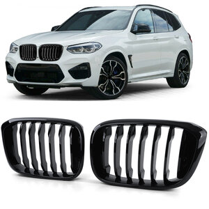 Bmw X4 G02 Sport Nieren / Grill Hoogglans Enkele Spijl Hoogglans Zwart