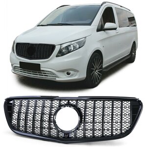 Passend Voor Mercedes Vito W447 Grill Panamericana  AMG Design Glans Zwart 2014 t/m 2019