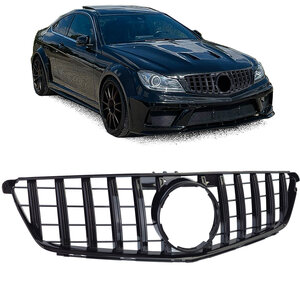 Passend Voor Mercedes C Klasse W204 S204 C204 Panamericana GT Look Grill Hoogglans Zwart Amg 