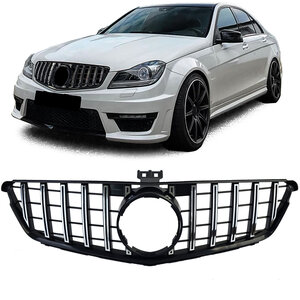 Passend Voor Mercedes C Klasse W204 S204 C204 Panamericana GT Look Grill Hoogglans Zwart / Chrome  Amg 