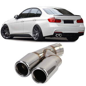 Passend Voor BMW 3 Serie F30 F31 Uitlaat Sierstuk Dubbel Rond Chrome