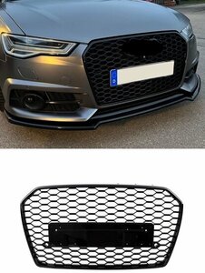 Grill Zonder Embleem Hoogglans Zwart Honingraat Geschikt Voor Audi A6 C7 4G Facelift Quattro Look 