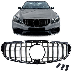 Grill Hoogglans Zwart Chrome Passend Voor Mercedes E Klasse W212 S212 Facelift Panamericana AMG GT Look