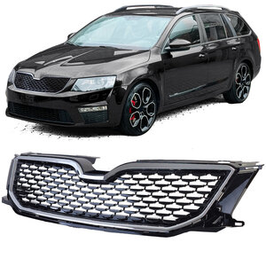 Sport Grill Geschikt Voor Skoda Octavia 5E Hoogglans Zwart Chrome Bies