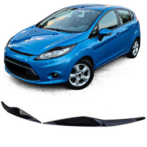 Koplamp Spoiler Boos Kijkers Glans Zwart Geschikt voor Ford Fiesta 2008 t/m 2012