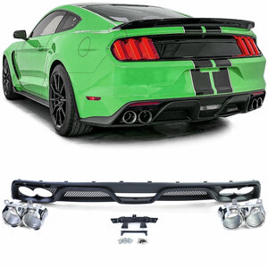 Sport Diffuser Shelby GT350 look + Dubbele Uitaat Sierstukken Geschikt Voor Ford Mustang MK6 2014 t/m 2017