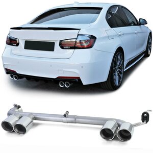 Sport Uitlaat Duplex 4 x Chrom Sierstuk Bmw 4 serie F30 F31 F32 F33 F36 M Pakket 318 320 418 420