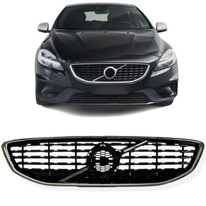 Grill Hoogglans Zwart Chrome Passend Voor Volvo V40 Vanaf 2016 t/m 2019