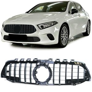 Grill Hoogglans Zwart Passend Voor Mercedes A Klasse W177 Vanaf 2018 Met Camera Panamericana AMG GT Look