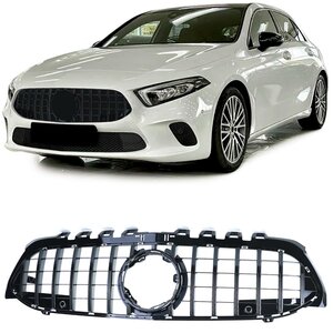 Grill Hoogglans Zwart Passend Voor Mercedes A Klasse W177 Vanaf 2018 Zonder Camera Panamericana AMG GT Look