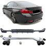 Bmw 4 serie F32 F33 F36 M Pakket Sportuitlaat 4 x Sierstuk + Carbon Look Diffuser Black Tip M4 Look 