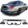 Geschikt voor Mercedes E Klasse W213 Standaard E63 AMG Look diffuser met 4 x Zwart uitlaat Design 