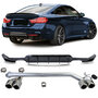 Bmw 4 serie F32 F33 F36 M Pakket Sportuitlaat 4 x Sierstuk + Glans Zwarte Diffuser Chrome Tip M4 Look 