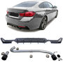 Passend Voor Bmw 4 serie F32 F33 F36 M Pakket Sportuitlaat 2 x Sierstuk + Carbon Look Diffuser Black Tip M4 Look 