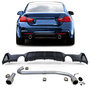 Passend Voor Bmw 4 serie F32 F33 F36 M Pakket Sportuitlaat 2 x Sierstuk + Mat Zwart Diffuser Chrome Tip M4 Look 